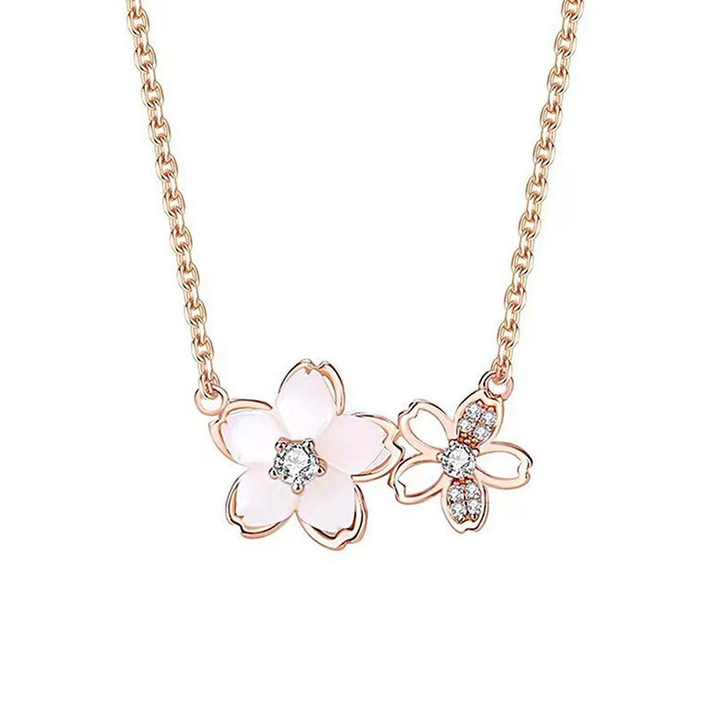 Elegant Delicate Zircon Cherry Blossom Necklace For Women Girls Fashion Flower Choker Necklace Party Jewelry Accessories Gift